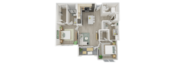 Harbor 1,068 square foot 2-bedroom, 2-bathroom floor plan