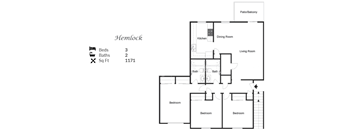 The 3-bedroom, 2-bathroom 1171 sqft Hemlock Floor Plan at Trails at Alabaster