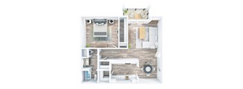 The Henley 800 square foot 1x1 floor plan  at The Madison Franklin, Tennessee, 37064