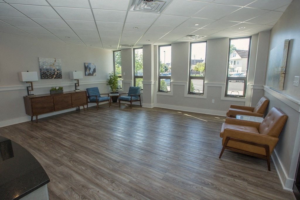 The lobby at Piotr Stadnitski Gardens senior apartments in Buffalo