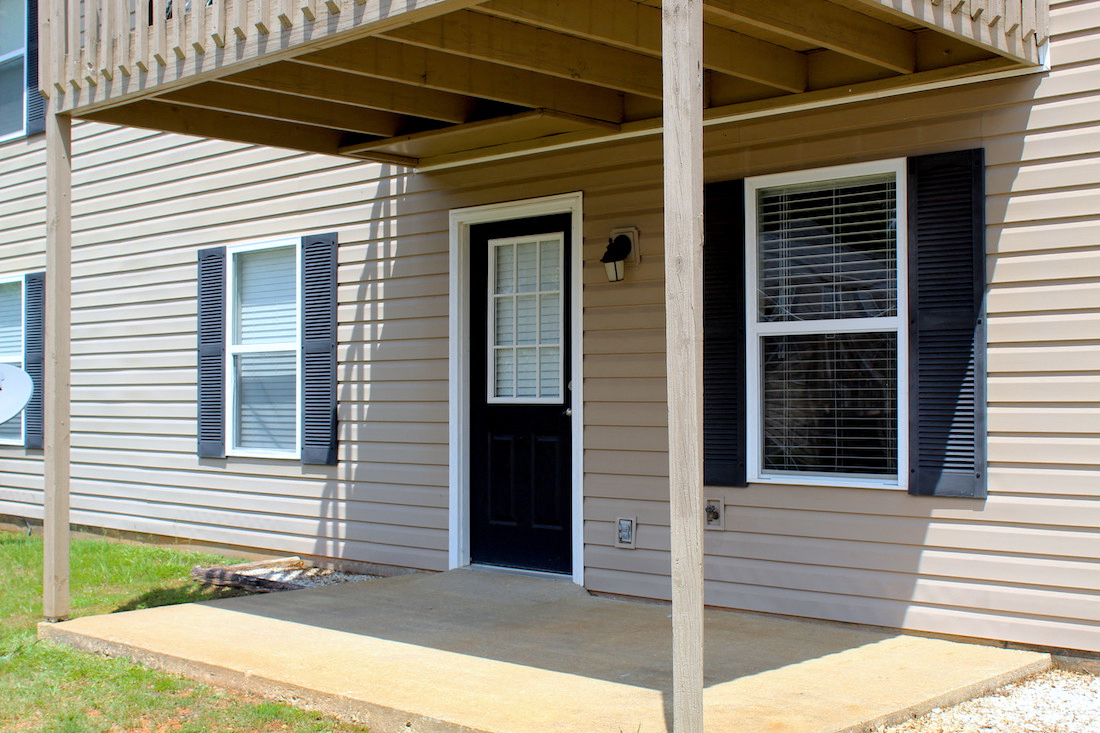 Private ground floor patio outside apartment