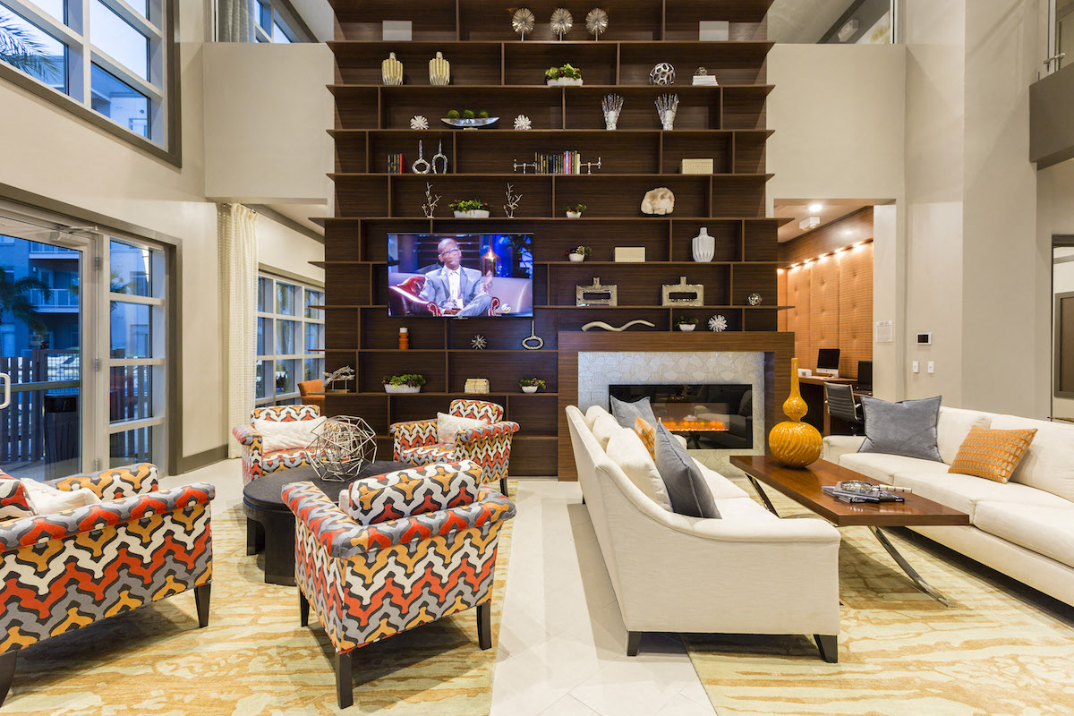 Comfortable couches and chairs in resident lounge  at LandonHouse in Lake Nona