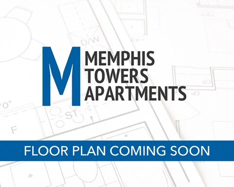 Memphis Towers temporary floor plan with the logo overlayed on a set of layout drawings