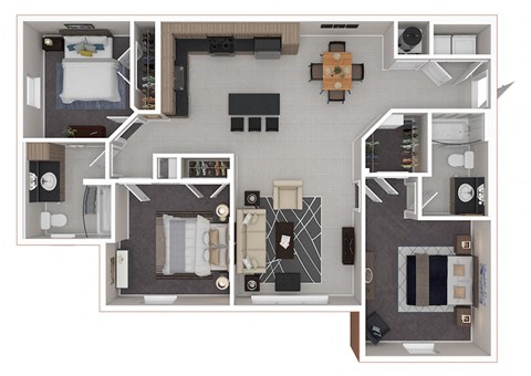 three bedroom two bath apartment