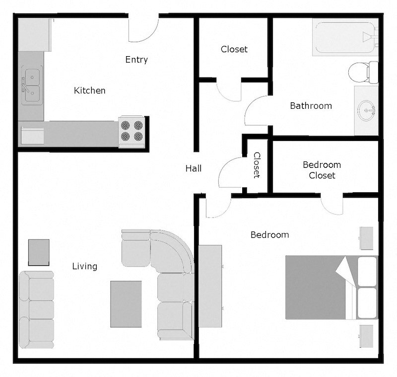 Mount Carmel Gardens Senior Apartments in Jacksonville, FL One bedroom floor plan