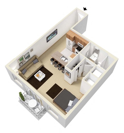 studio floor plan at Progresso Point Apartments 