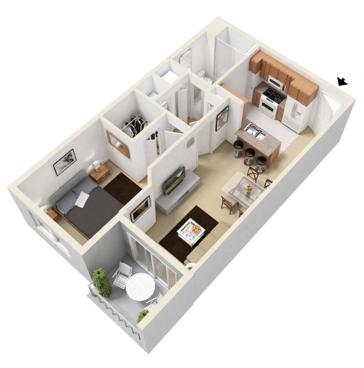 i bedroom floor plan at Progresso Point Apartments