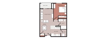 a floor plan of a 1 bedroom apartment