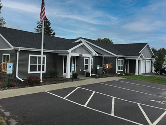 The office and clubhouse at Pioneer Ridge Apartments at 460 Pioneer Drive in Wisconsin Dells