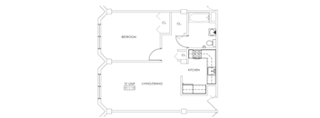 one-bed, one-bath, 637 square foot senior apartment for rent at Piotr Stadnitski Gardens in Buffalo, NY