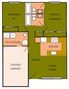 2x2-PCT 2 bedroom two bathroom floor plan at Park Crest Terrace
