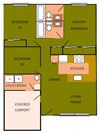 3x2_PCT 3 bedroom 2 bathroom floor plan at Park Crest Terrace