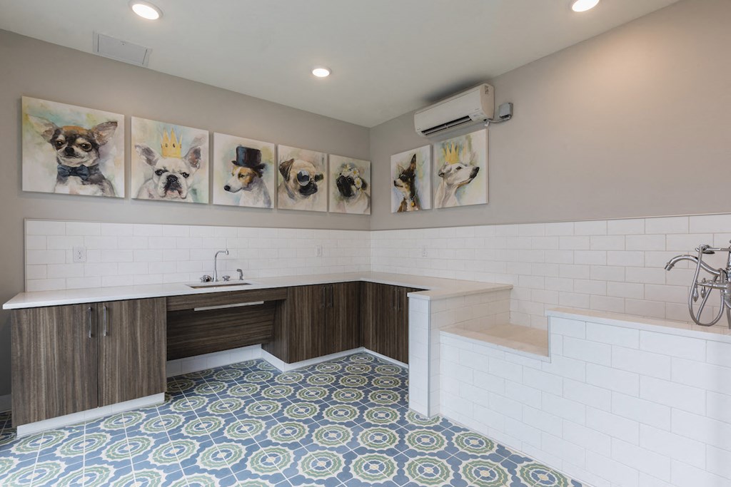 Indoor Dog Parlor & Pet Salon with dog wash station at Residences at The Green in Lakewood Ranch, FL