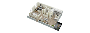 2Bedroom Floor Plan at Trails at Alabaster Apartments, Alabama