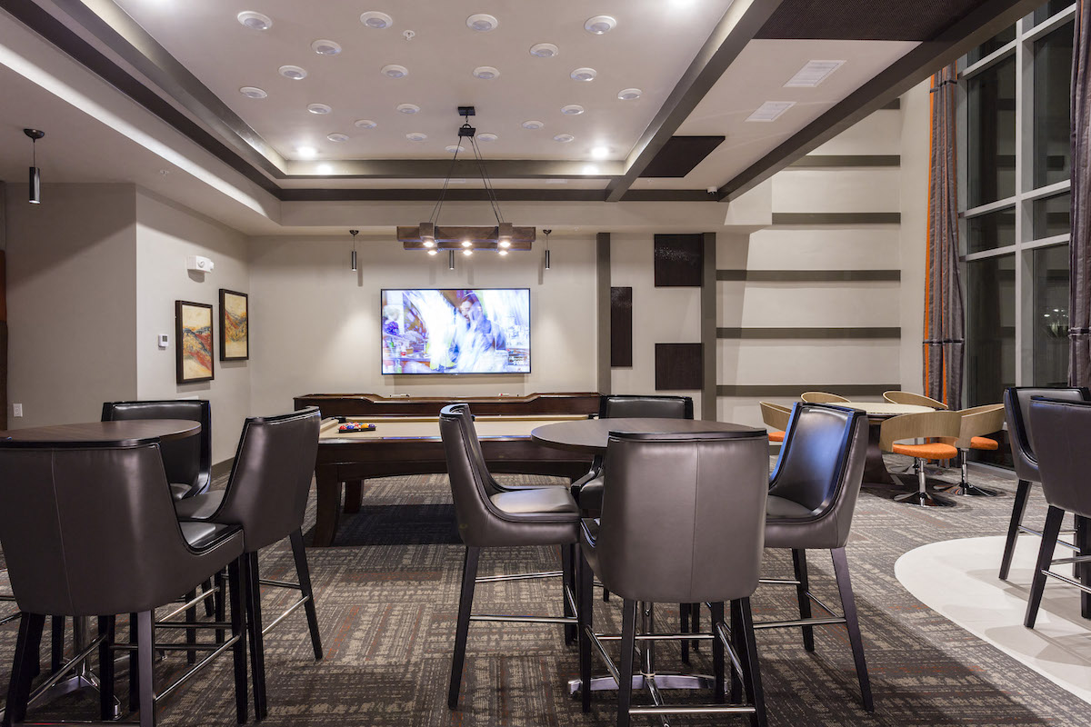 Recreation Room with pool table in clubhouse  at LandonHouse in Lake Nona