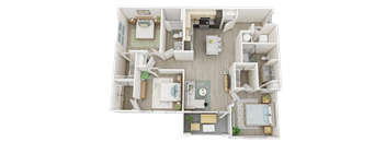 Rendezvous 1,282 square foot 3-bedroom, 2-bathroom floor plan