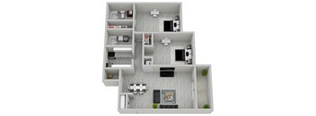 2-bedroom, 2-bathroom 1170 square foot floor plan at The Onyx Hoover Apartments