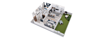 1-bed, 1-bath 724 square foot Hideaway floor plan at Sanctuary at Indian Creek