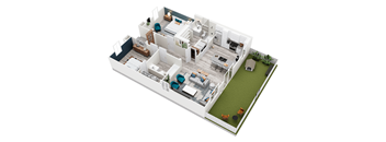 2-bed, 2-bath 1,113 square foot Oasis floor plan at Sanctuary at Indian Creek