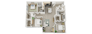 Sanctuary 1,358 square foot 3-bedroom, 2-bathroom floor plan