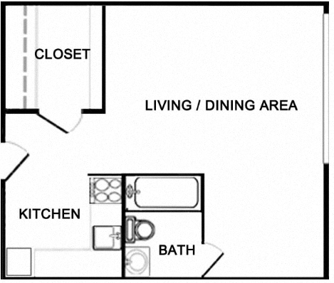 Campus Towers Apartments in Jacksonville, FL studio balcony floor plan