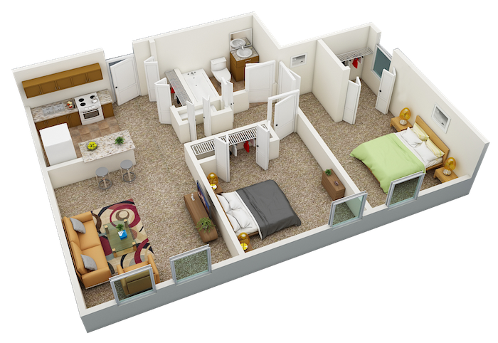 Sundale Manor Apartments in Jacksonville, FL 2-bedroom, 1-bathroom floor plan