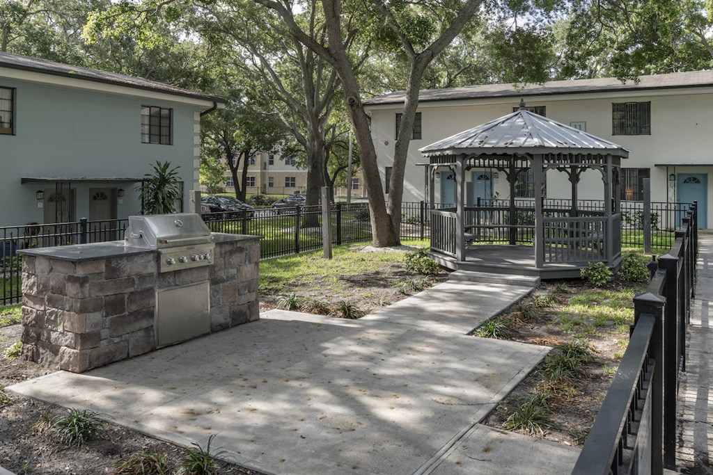 Gazebo and large grill  at Terraces at Clearwater Beach, Clearwater, Florida