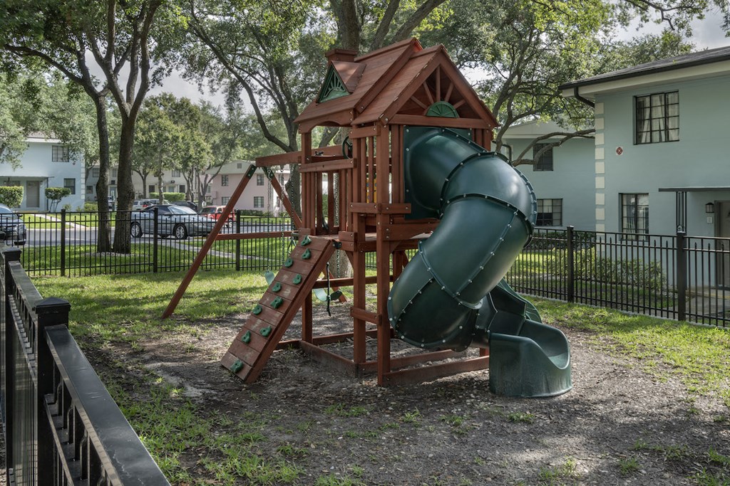 Playground with spiral slide at Terraces at Clearwater Beach, Clearwater, 33756
