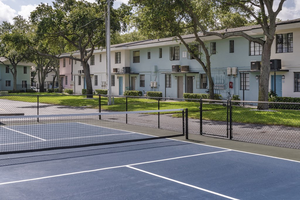 Fenced tennis Court at Terraces at Clearwater Beach, Clearwater, FL, 33756