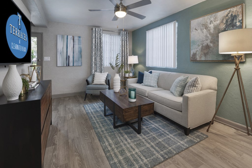 Living Room Interior at Terraces at Clearwater Beach, Clearwater, FL