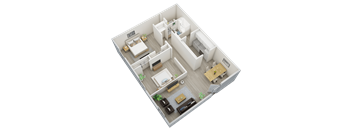 2-bedroom, 1.5-bathroom, 960 square foot floor plan at The Bluffs Jasper