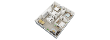 3-bedroom, 2-bathroom, 1,124 square foot floor plan at The Bluffs Jasper