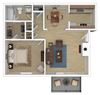 Zelda-Fitzgerald-1x1-renovated 3D renovated 1-bedroom, 1-bathroom apartment floor plan