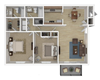 Zelda-Pointe-2x2-Gatsby 3D 2-bedroom, 2-bathroom floor plan