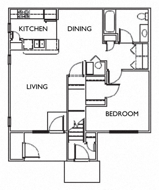 The Primrose 1x1 Floor Plan