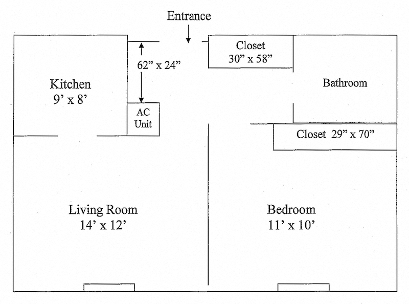 Villa Vincente Apartments one bedroom apartment floor plan
