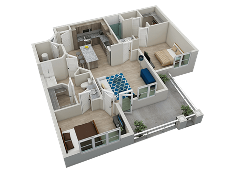 Windjammer 2x2 floor plan at The Residences at The Green Apartments in Lakewood Ranch, FL