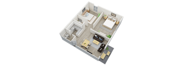 two-bedroom, 1-bathroom 698 square foot floor plan at Woodland Villas in Jasper, AL