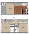 2x2-5-1410 1410 square foot 2-bedroom, 2.5-bathroom floor plan
