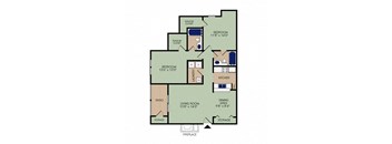 2x2 1055 square foot apartment floor plan at Stillwater at Grandview Cove, Simpsonville, SC