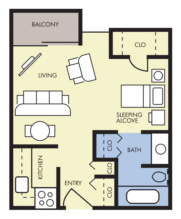 Episcopal Catholic Apartments in Winter Have, FL Efficiency Studio floor plan
