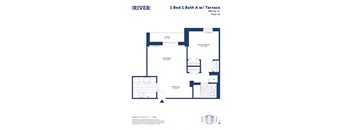 this image shows a floor plan of a 1 bed 1 bath apartment