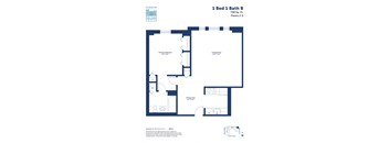 this image shows a floor plan of a 1 bed 1 bath floor plan