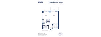 an illustration of a 1 bed 1 bath floor plan