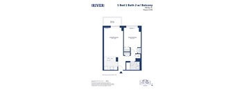 an illustration of a 1 bed 1 bath floor plan