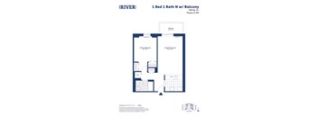 an illustration of a 1 bed 1 bath nw floor plan