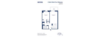 an illustration of a 1 bed 1 bath floor plan