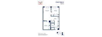 a floor plan of a 2 bedroom unit with a bathroom and a balcony
