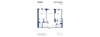 the floor plan of 2 bed 2 bath cc