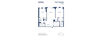 the floor plan of 2 bed 2 bath dd